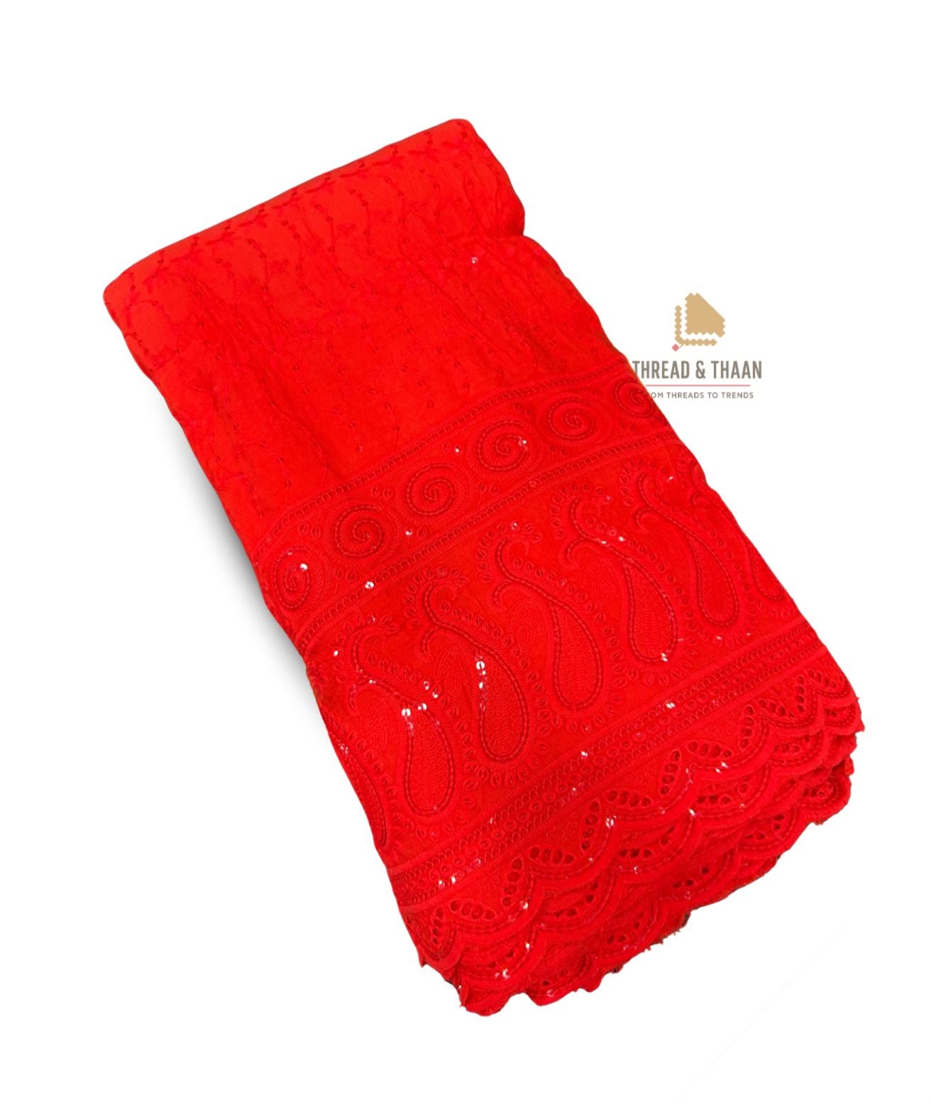 "Designer Rayon Sequin Embroidery Kurti Fabric | Red Dress Material for Suits & Gowns