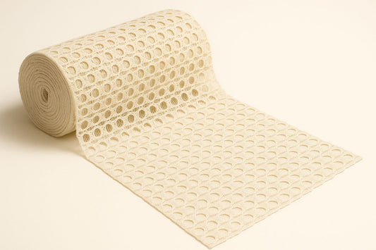 Pure cotton guipure lace material for kurtis and dresses with breathable cutwork pattern