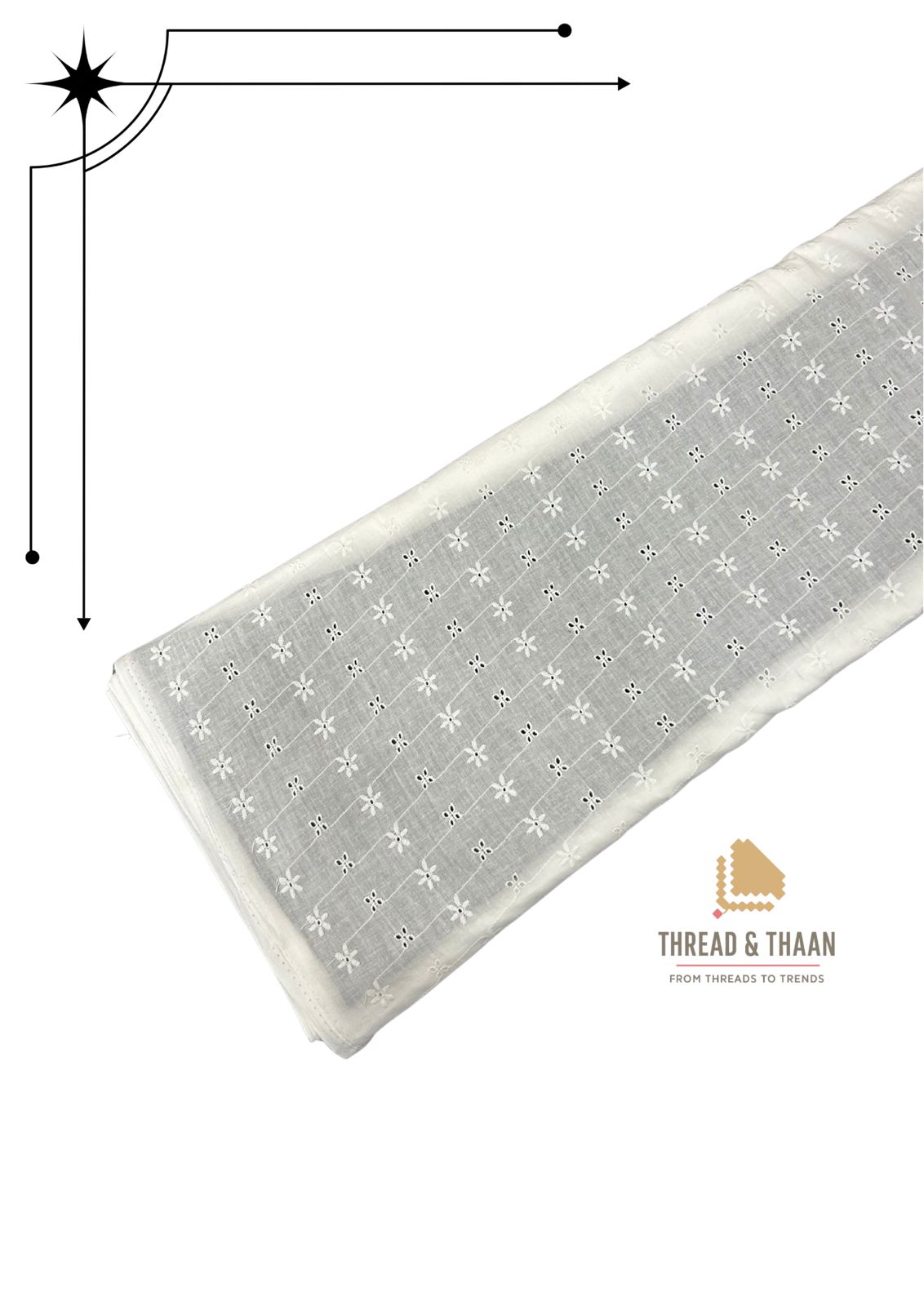 White Hakoba Schiffli Cotton Fabric