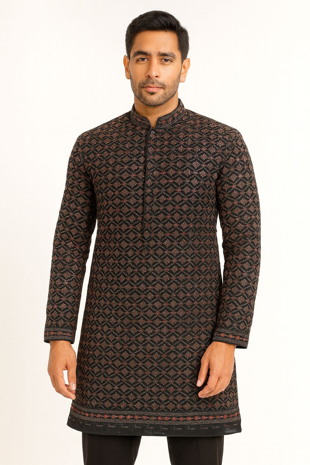 Men’s Kurta fabric sequins work with Digital print