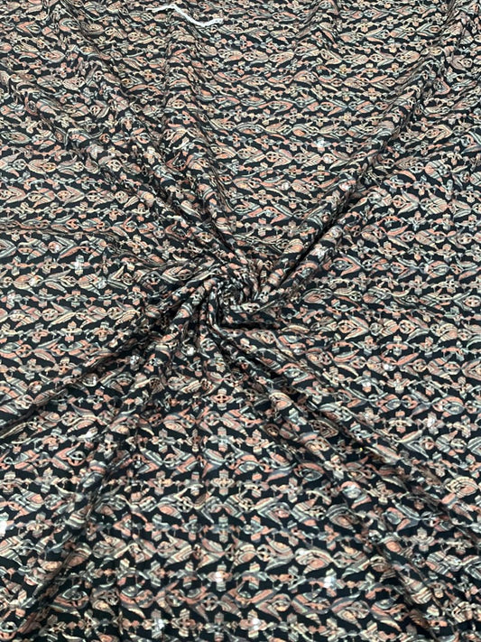 Premium black rayon viscose sequin kurta fabric for weddings, festive outfits and menswear