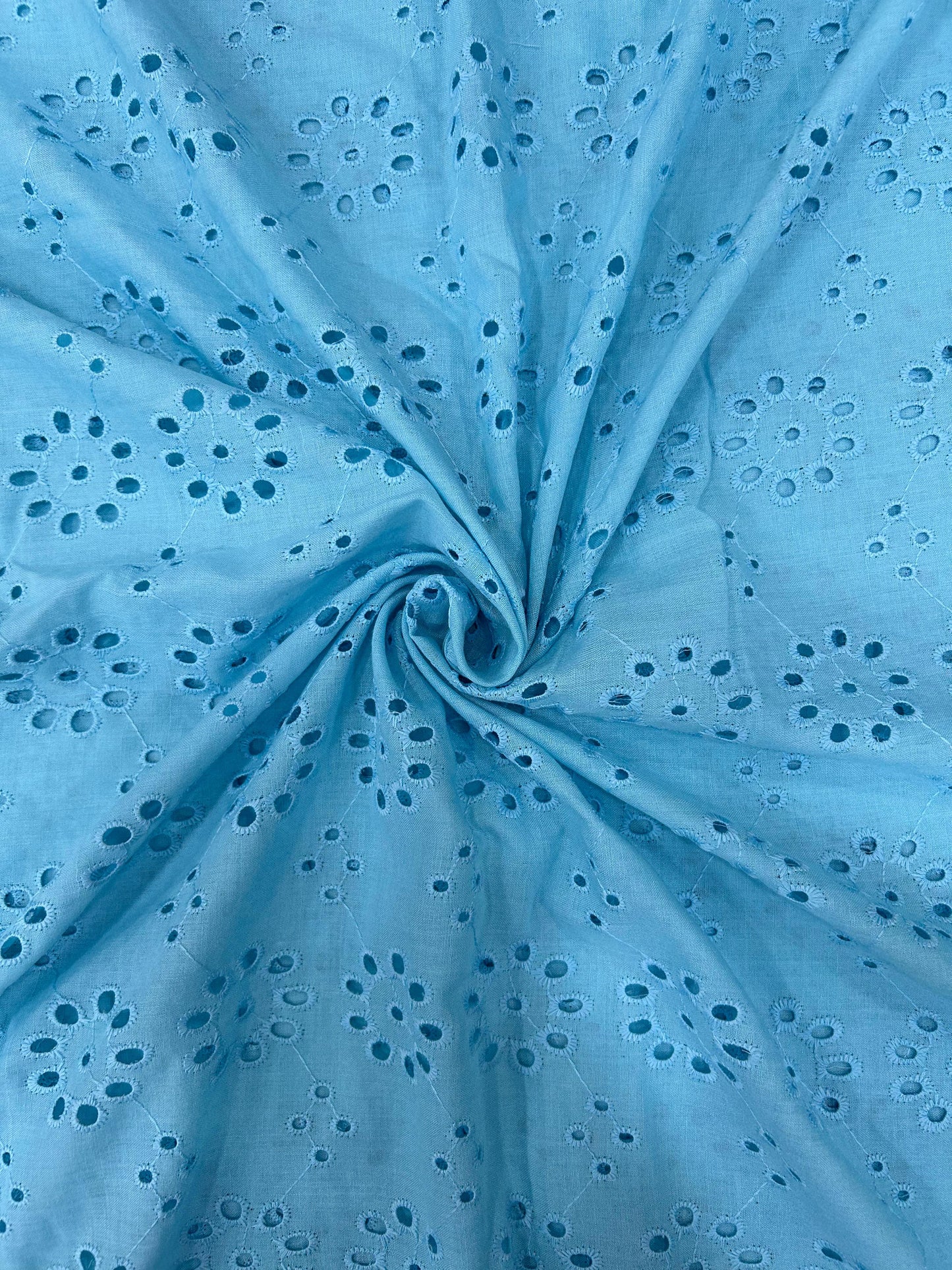 Hakuba Sky Blue Cotton Embroidered Fabric