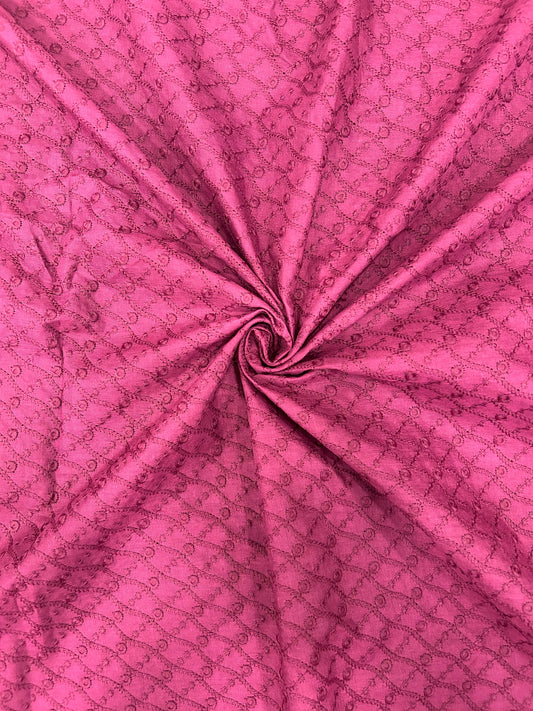 Mehroon pure cotton pagdi design embroidered fabric for kurta and ethnic wear