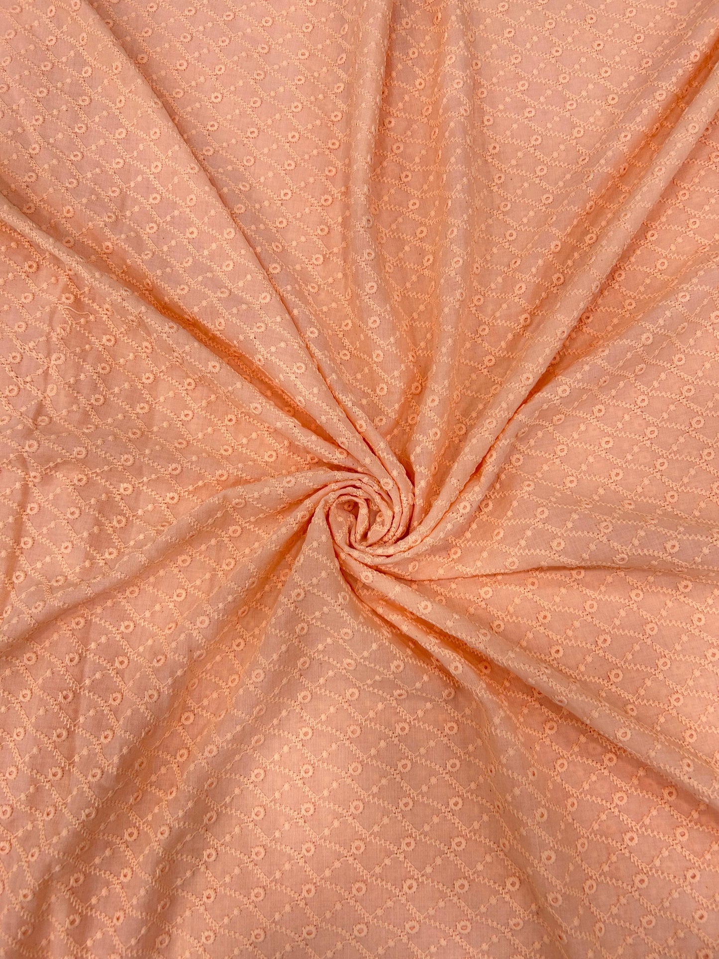 Cotton Men’s Kurta Fabric – Pagdi Design Embroidery (58” Width, Pastel Peach )
