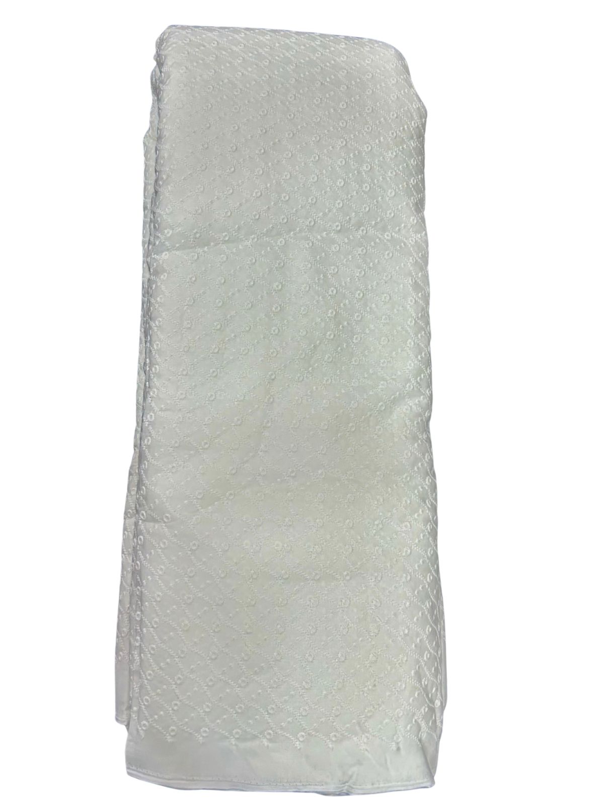 Cotton Men’s Kurta Fabric – Pagdi Design Embroidery (58” Width, Pastel White )