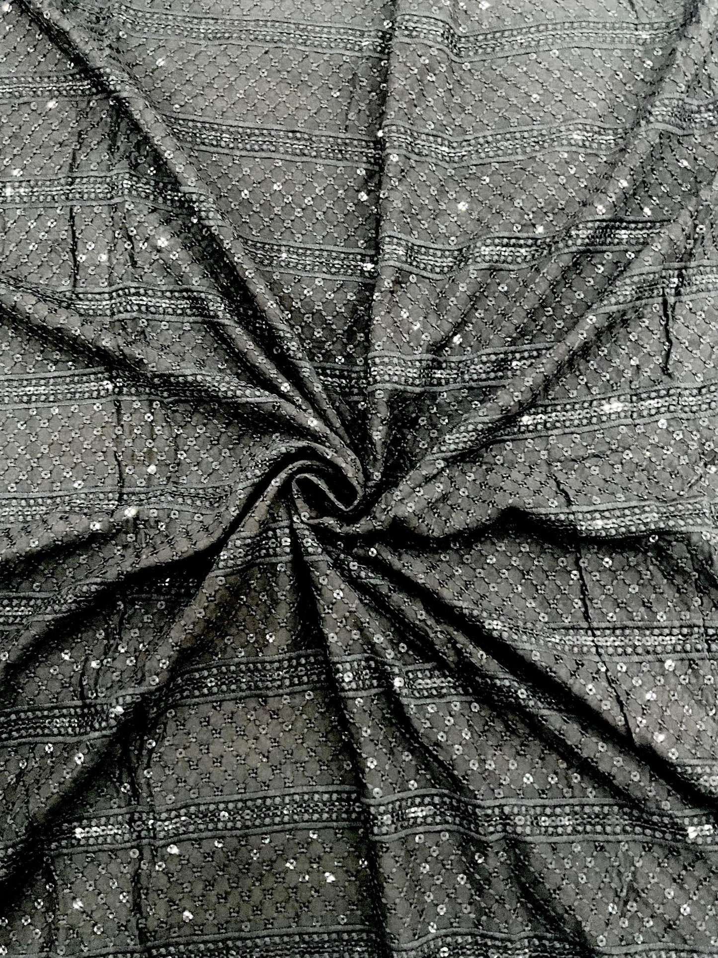 Men’s Kurta Fabric – Embroidery & Sequence Work Black