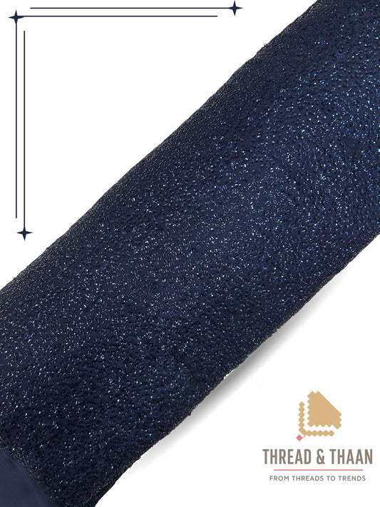 Royal blue shimmer georgette fabric with glitter finish for festive outfits