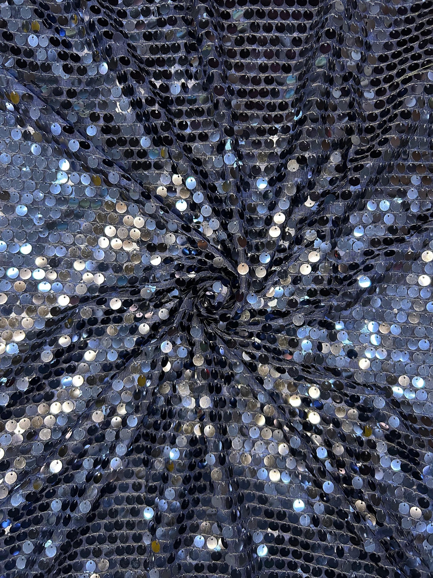 Royal Blue -Gold Tissue Sequin Work Fabric