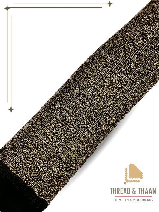 Gold shimmer georgette fabric with glitter finish for designer ethnic outfits