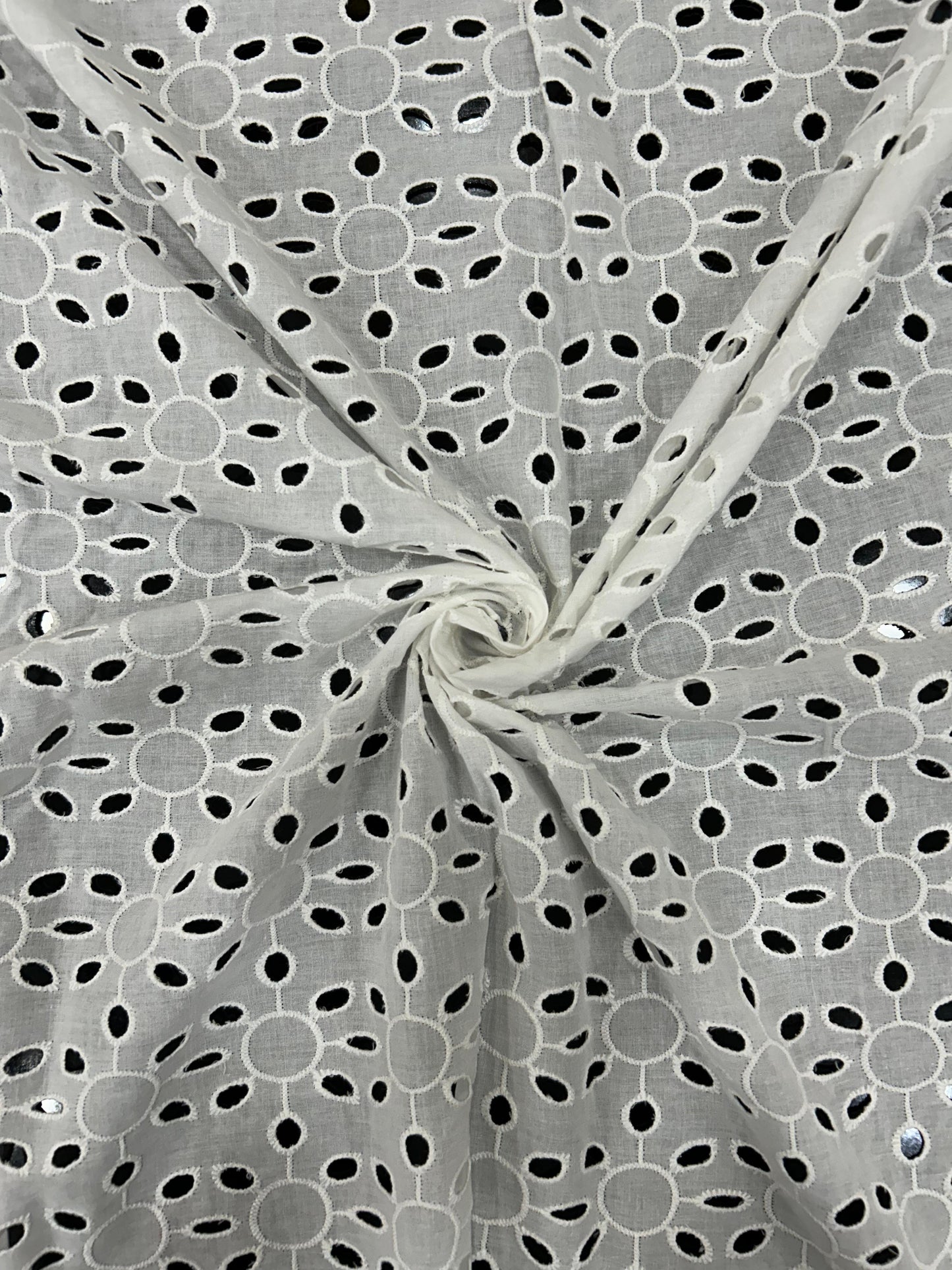 White Hakoba Schiffli Cotton Fabric