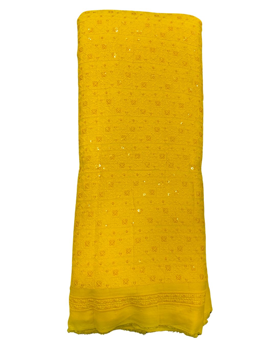 Men’s Kurta Fabric – Chess Design Embroidery on Rayon Viscose, 58” Width YELLOW