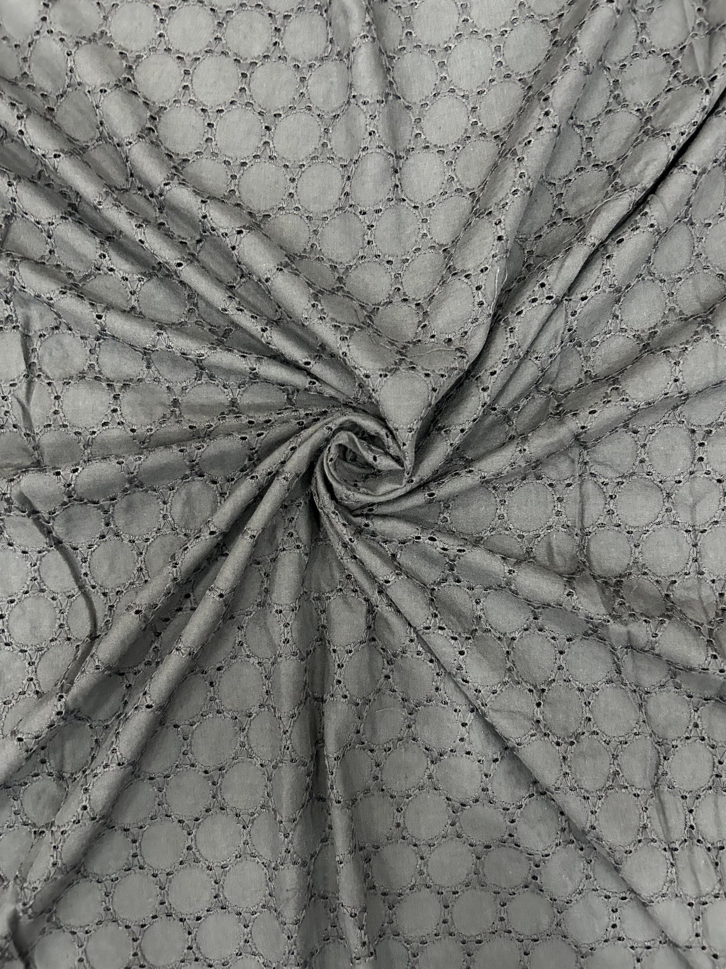 Black Hakuba Cotton Embroidered Fabric