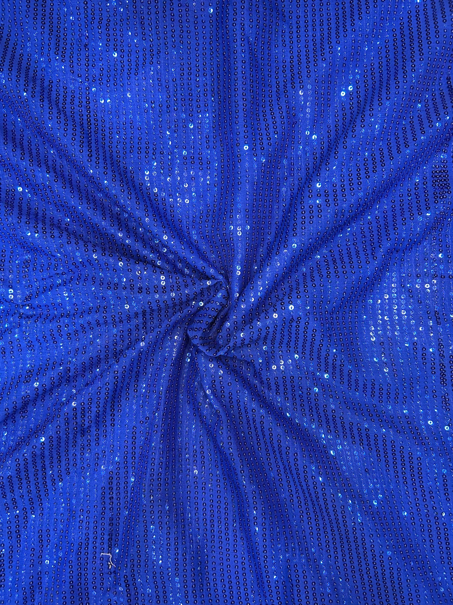 Blue Georgette Sequin Embroidery Fabric for Saree, Lehenga & Gown