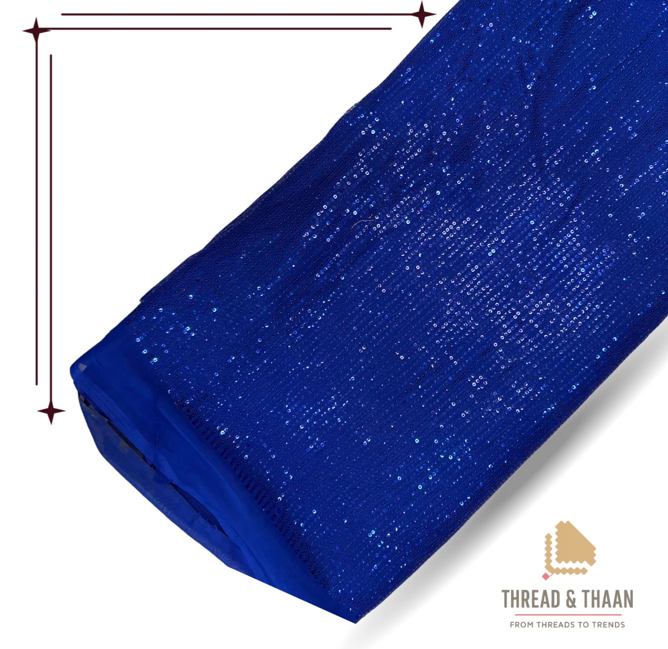 Blue Georgette Sequin Embroidery Fabric for Saree, Lehenga & Gown