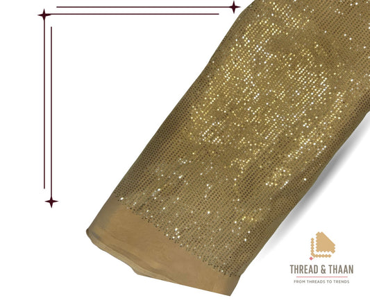 Yellow golden Georgette Sequin Embroidery Fabric for Saree, Lehenga & Gown
