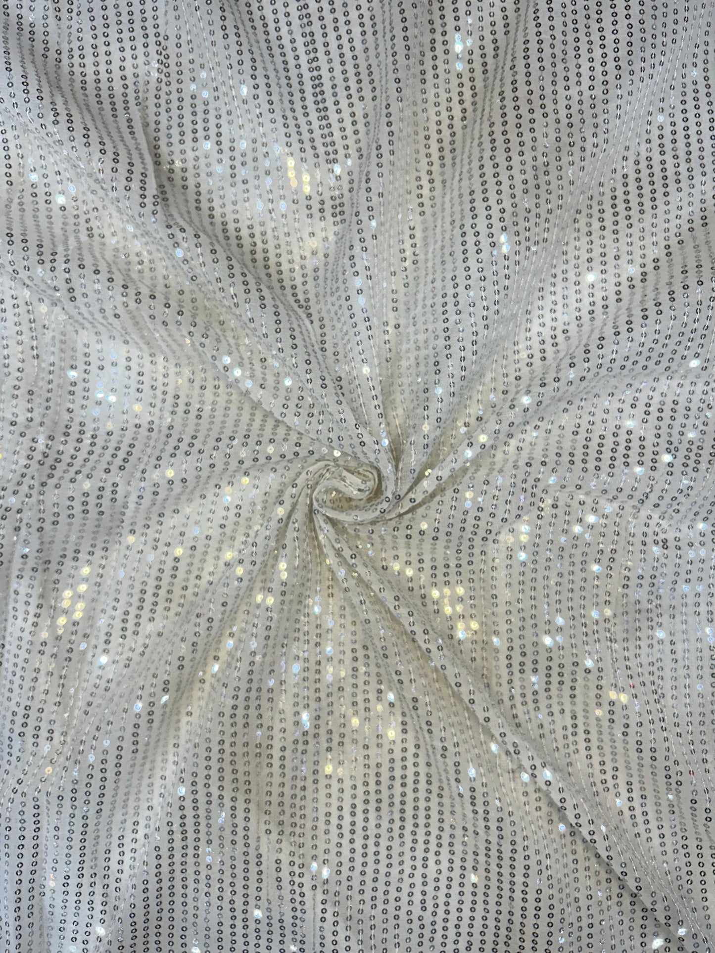 Off white-  Georgette Sequin Embroidery Fabric for Saree, Lehenga & Gown