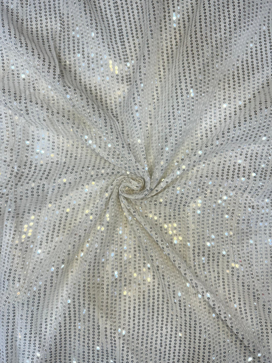 Off white-  Georgette Sequin Embroidery Fabric for Saree, Lehenga & Gown