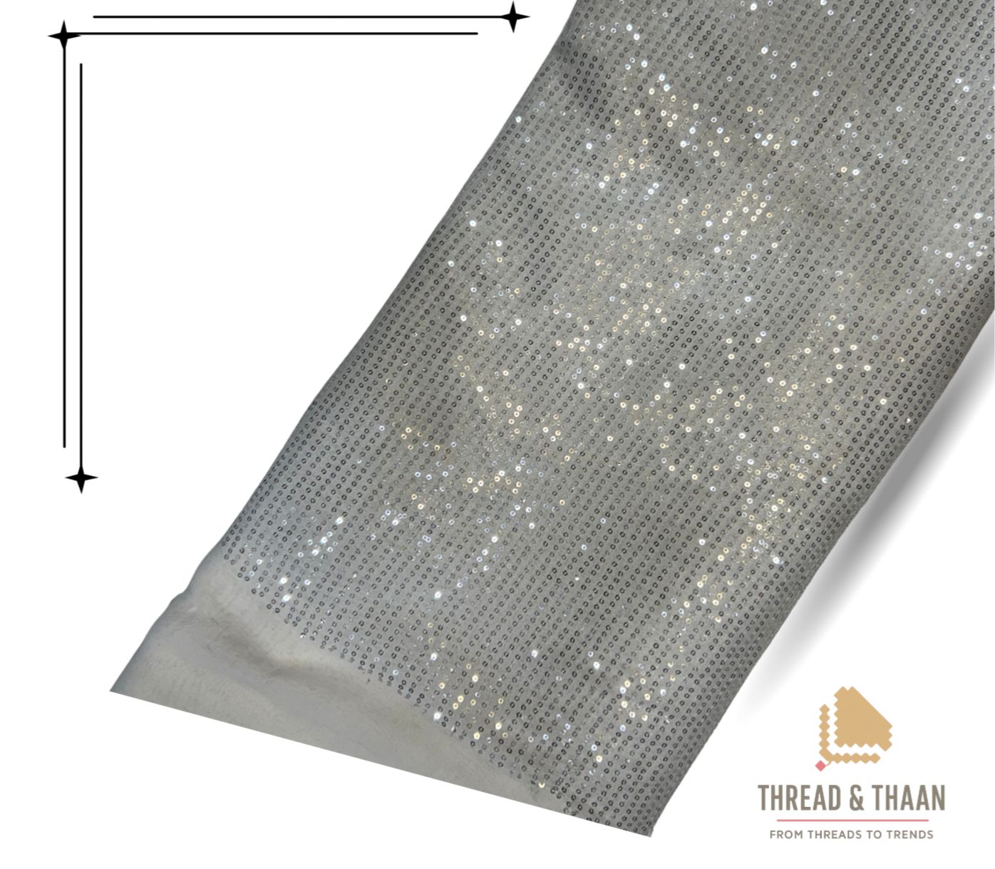 Off white-  Georgette Sequin Embroidery Fabric for Saree, Lehenga & Gown