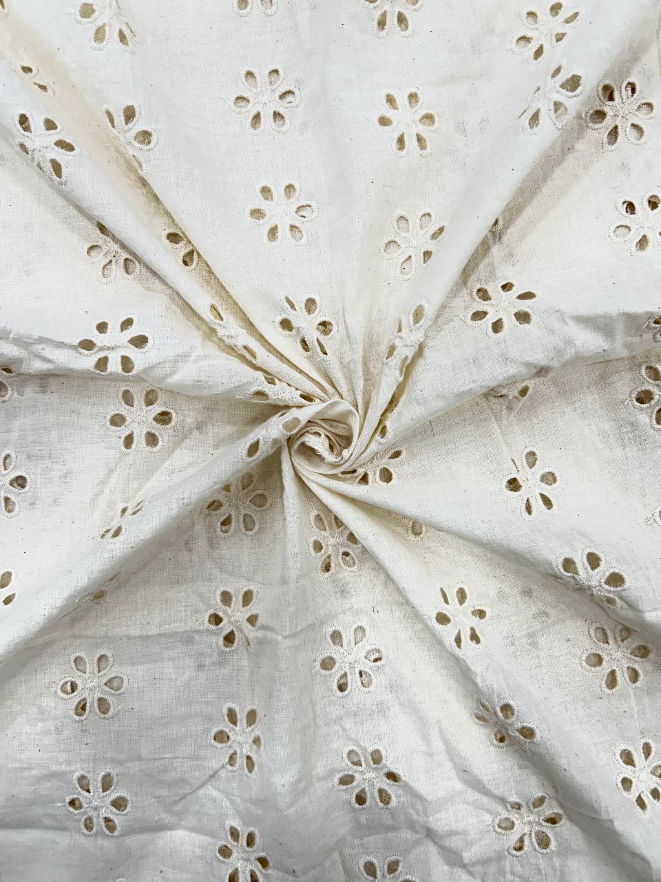 Circle Charm – 44” Dyeable Schiffli Embroidery hakoba Fabric