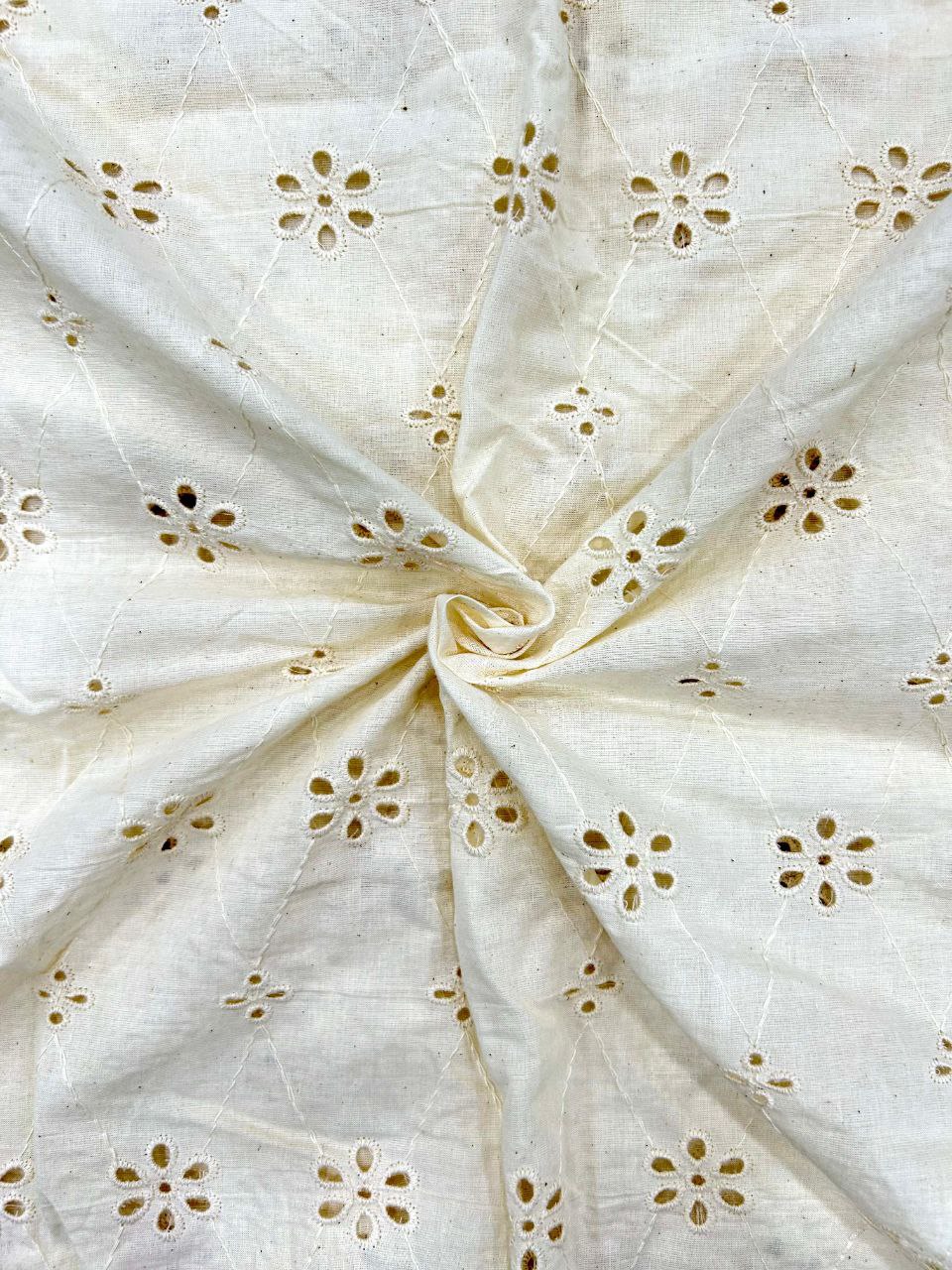 Petal Radiance – 44” Dyeable Schiffli Cotton hakoba Fabric