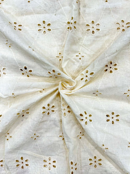 Petal Radiance – 44” Dyeable Schiffli Cotton hakoba Fabric