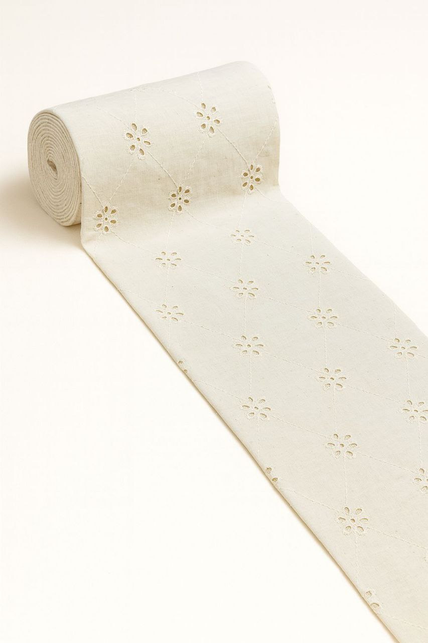 Petal Radiance – 44” Dyeable Schiffli Cotton hakoba Fabric