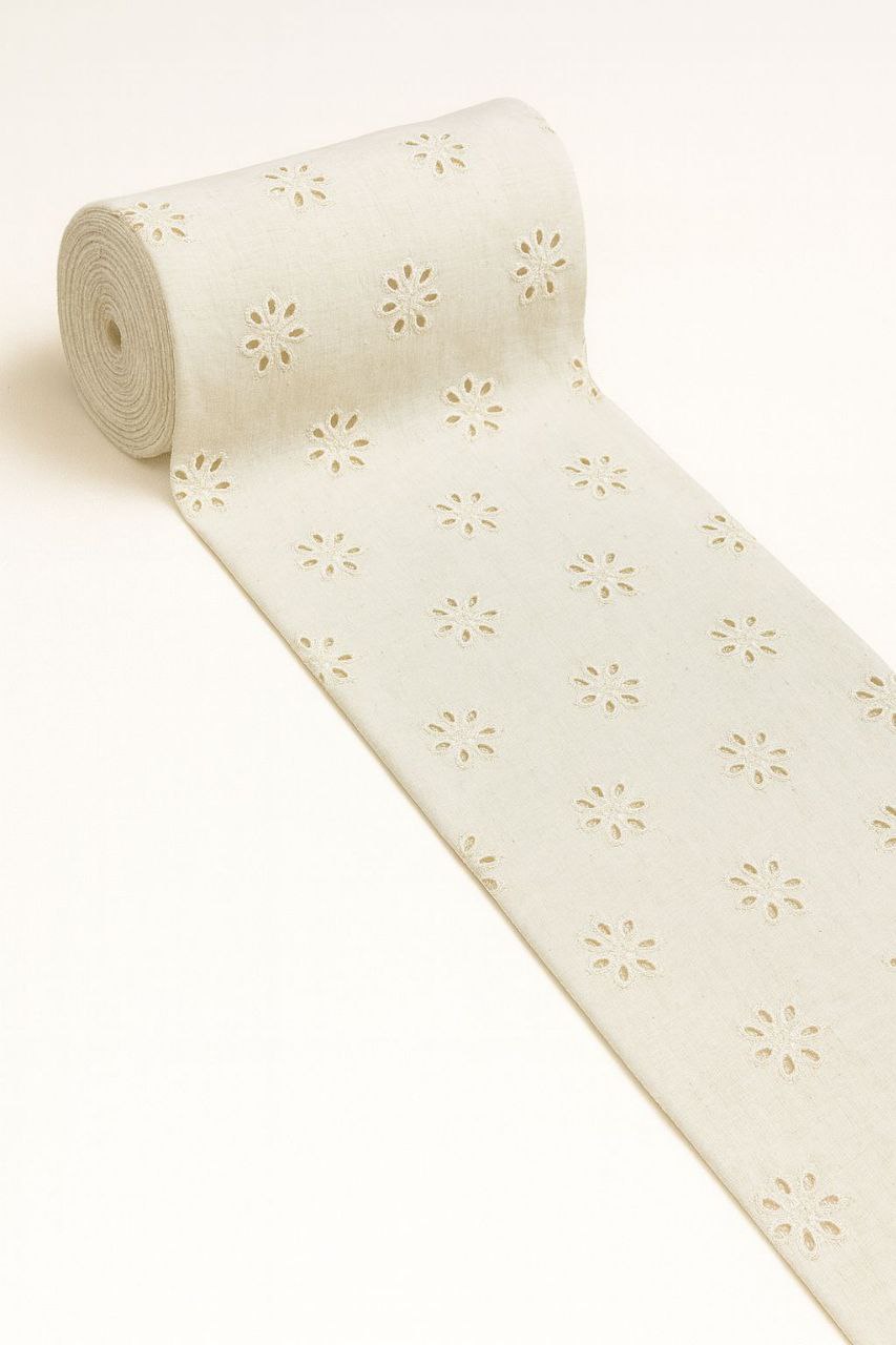 Lattice Flora – 44” Schiffli Lace Fabric hakoba (Dyeable)