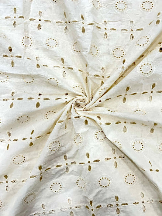 Vintage Dots – 44” Pure Cotton Schiffli Embroidery hakoba (Dyeable)