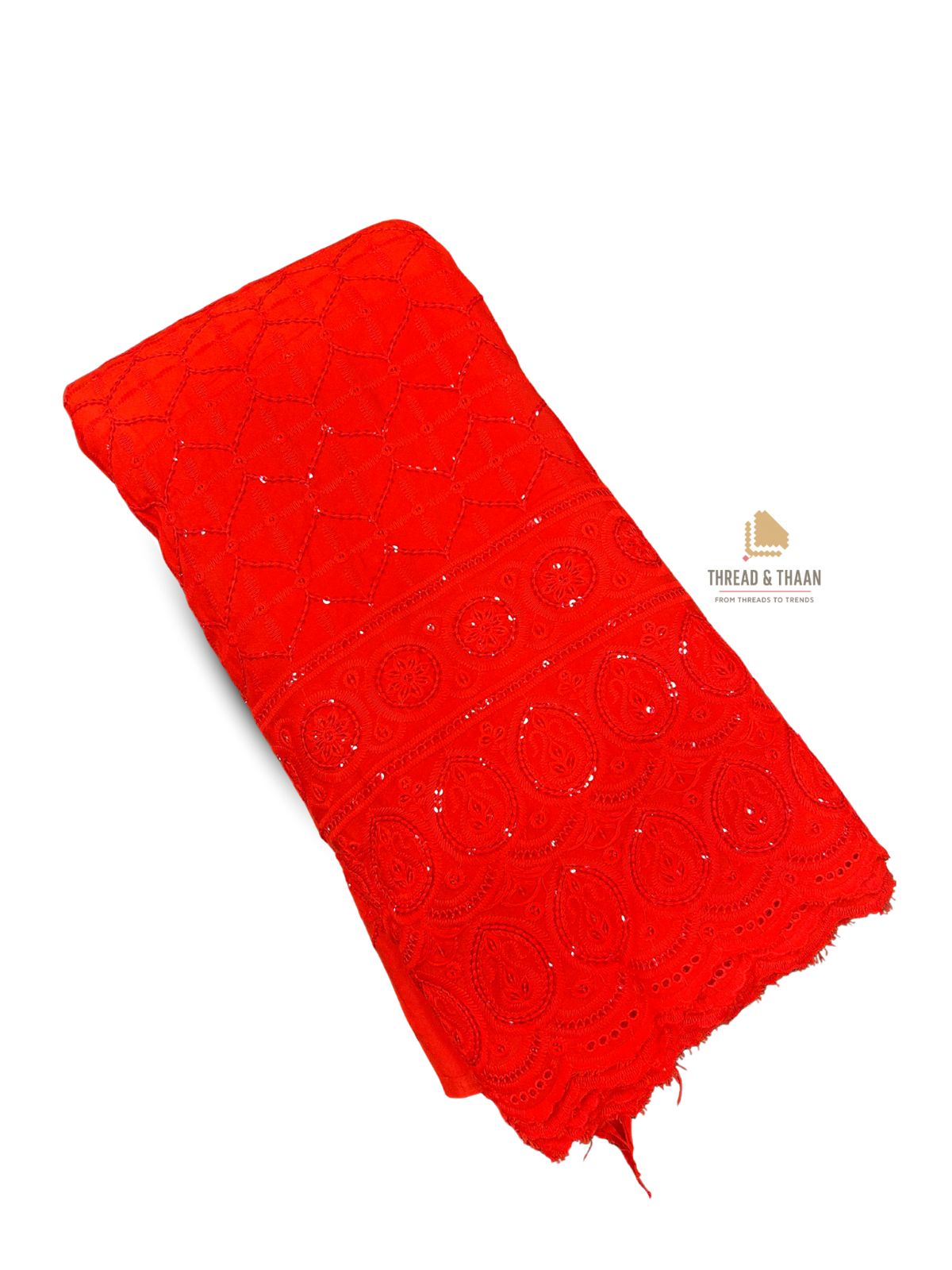 "Designer Rayon Sequin Embroidery Kurti Fabric | Red Dress Material for Suits & Gowns"