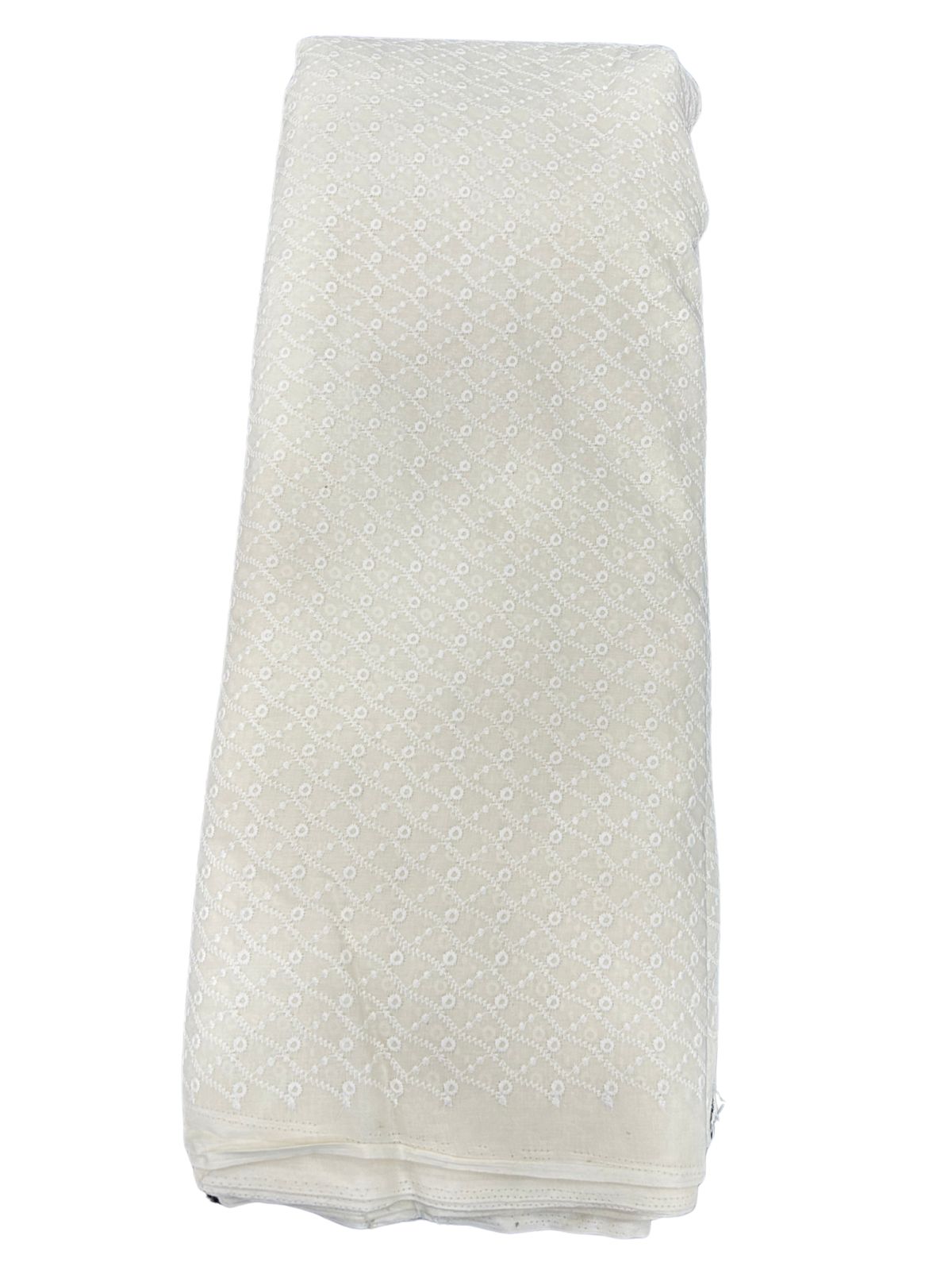 Cotton Men’s Kurta Fabric – Pagdi Design Embroidery (58” Width, Pastel   Cream )