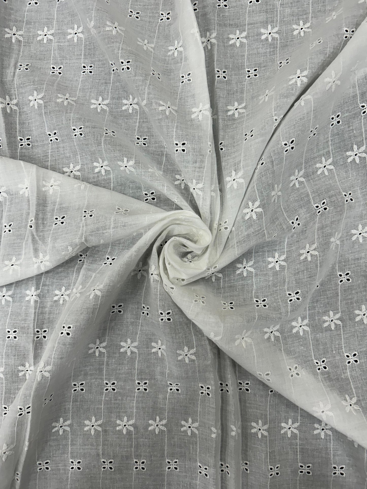 White Hakoba Schiffli Cotton Fabric
