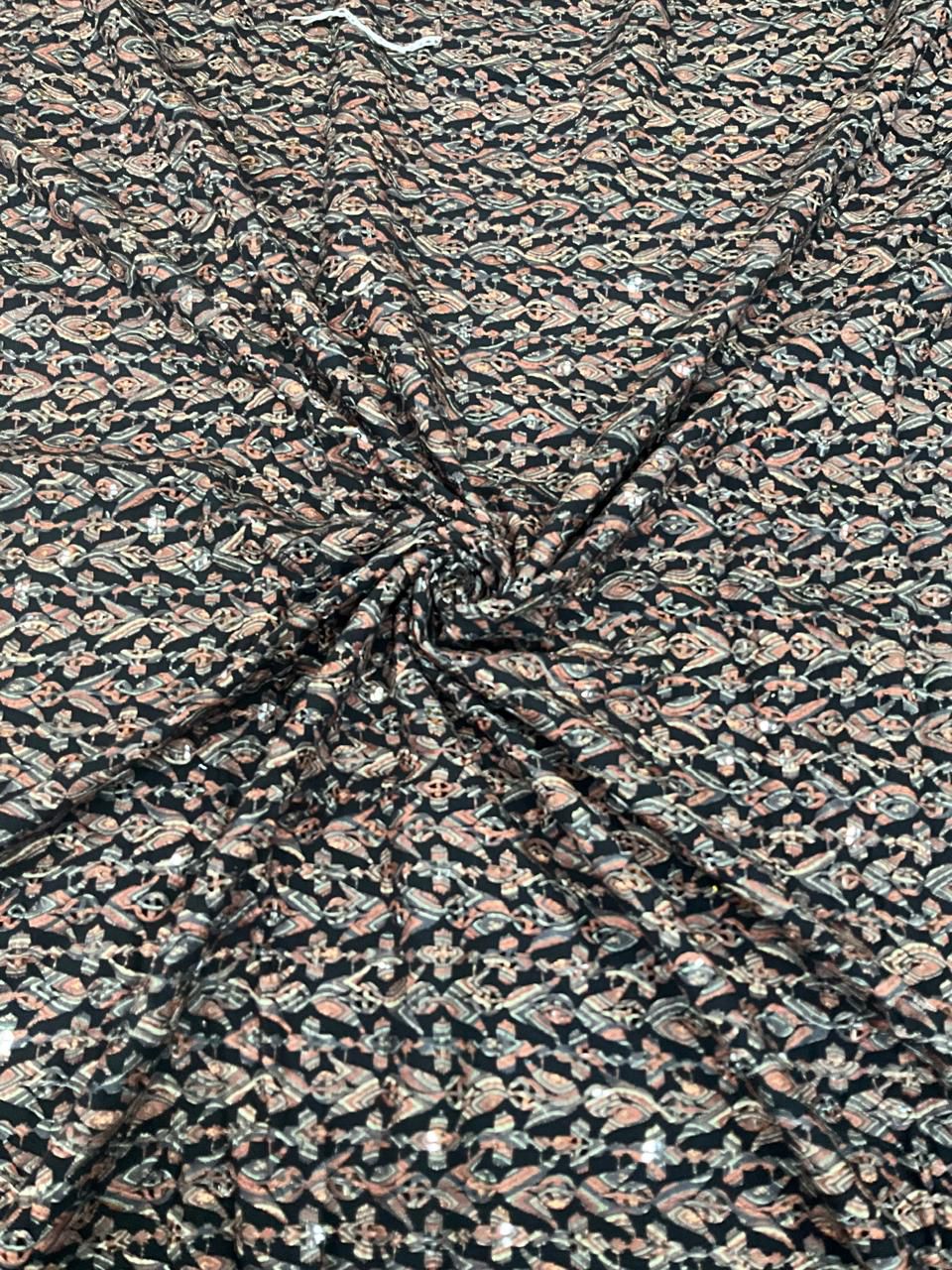 Men’s Kurta fabric sequins work with Digital print