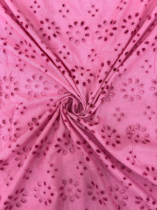 Pink Hakuba Cotton Embroidered Fabric
