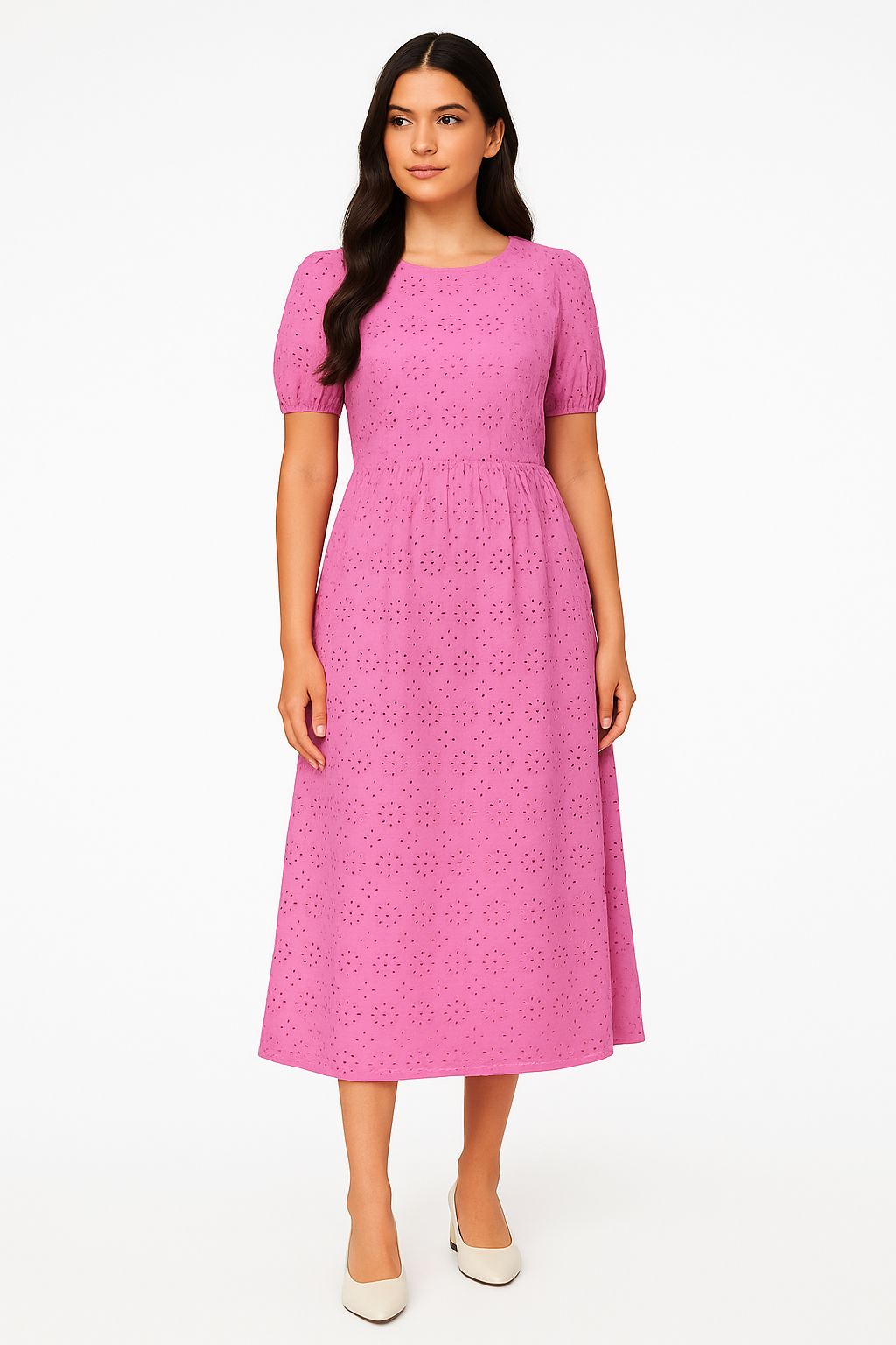 Pink Hakuba Cotton Embroidered Fabric