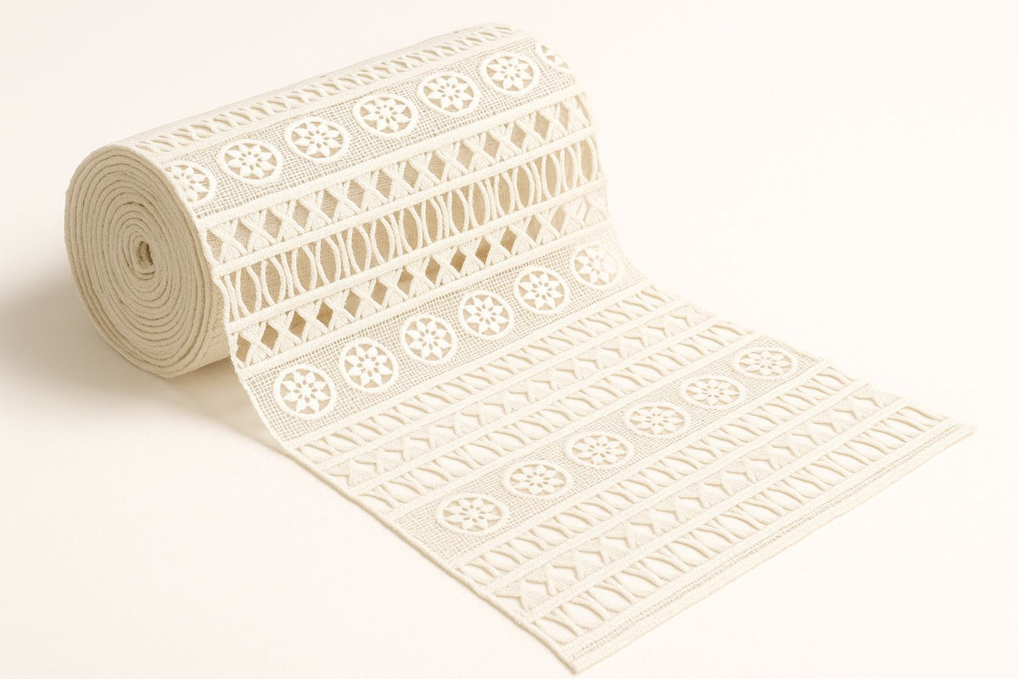 Flora Charm – 44” Pure Cotton GPO Lace Fabric – Dyeable