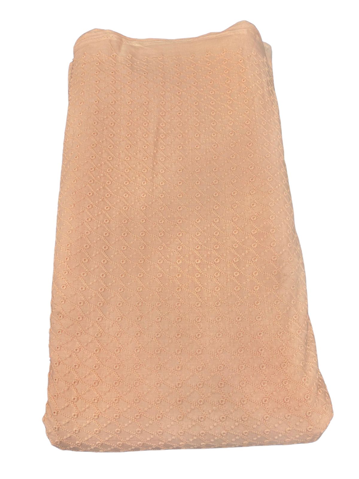 Cotton Men’s Kurta Fabric – Pagdi Design Embroidery (58” Width, Pastel   Peach )