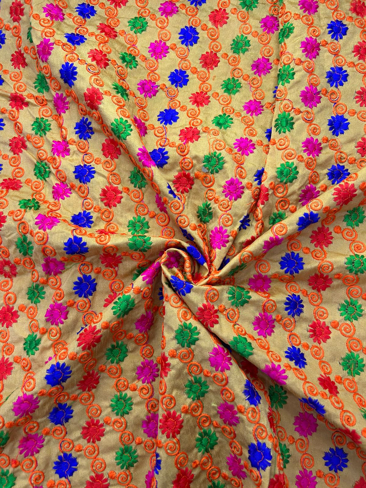 Silk Fabric with Brocade Embroidery Work | 42" Width | 36" Work