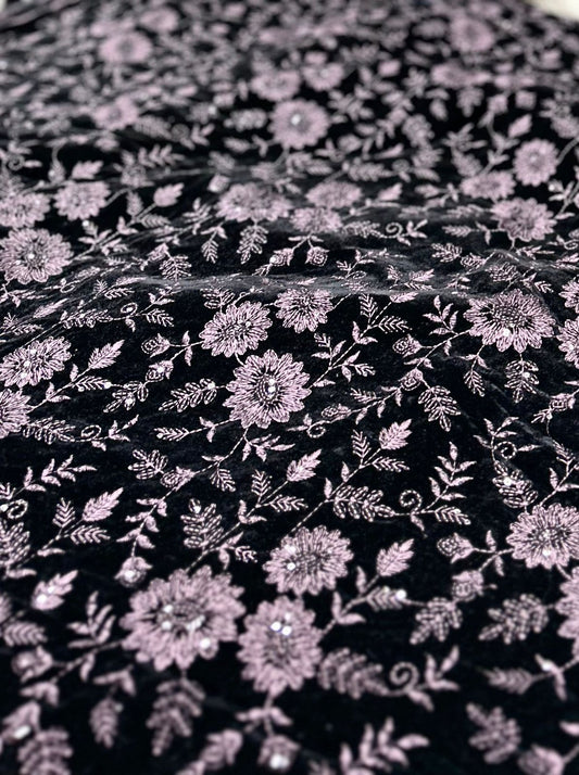 Wedding, Festive & Winter Special Wine Velvet Embroidery Fabric | Ideal for Sherwani, Indo-Western, Coats, Blazers, Lehengas & Gowns