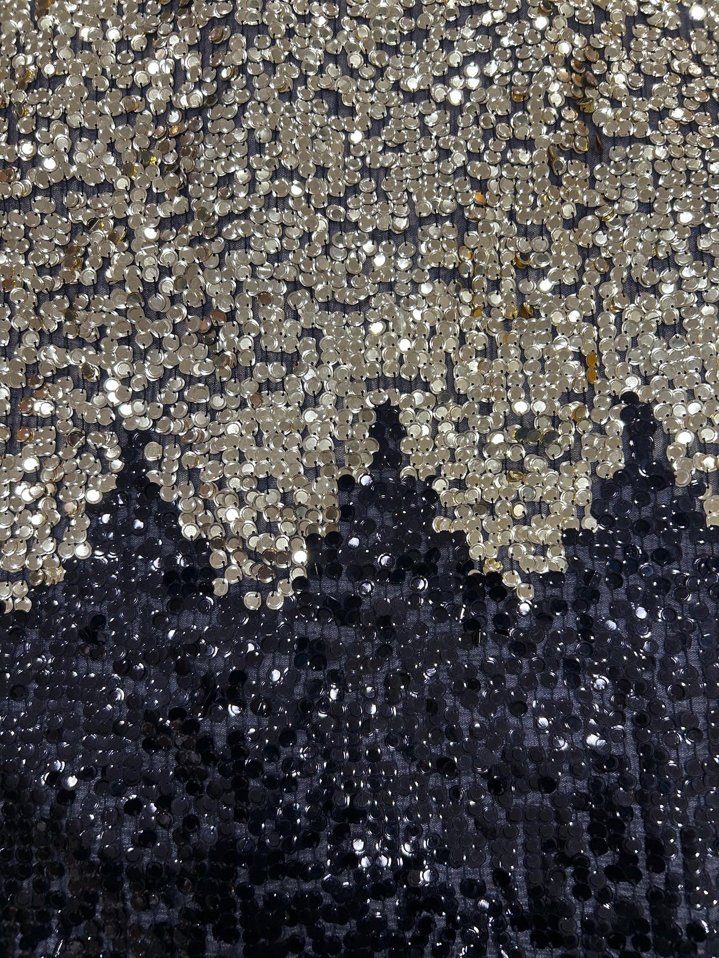 "Black & Gold Double Sequin Net Fabric