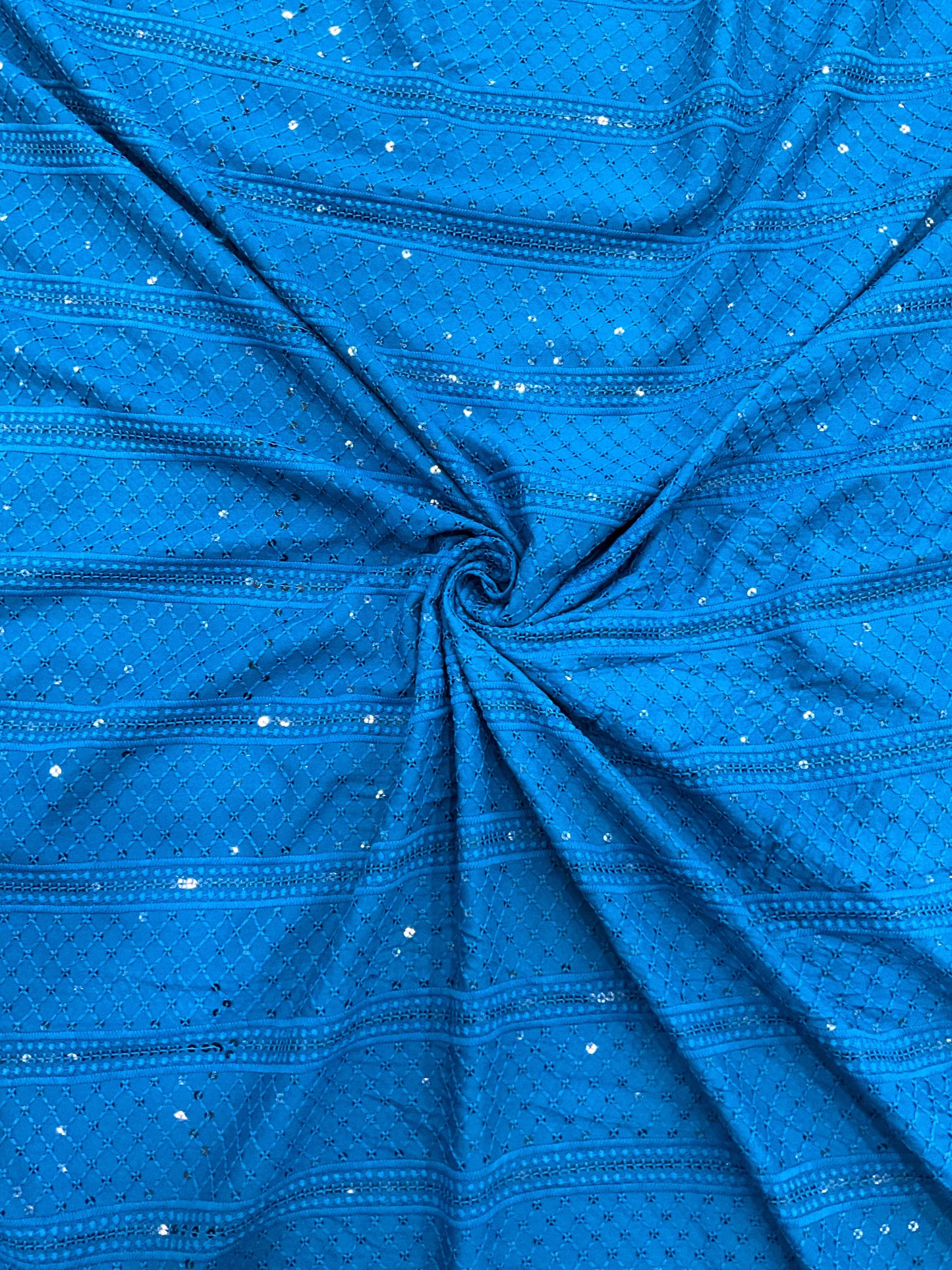 Men’s Kurta Fabric – Embroidery & Sequence Work  Blue