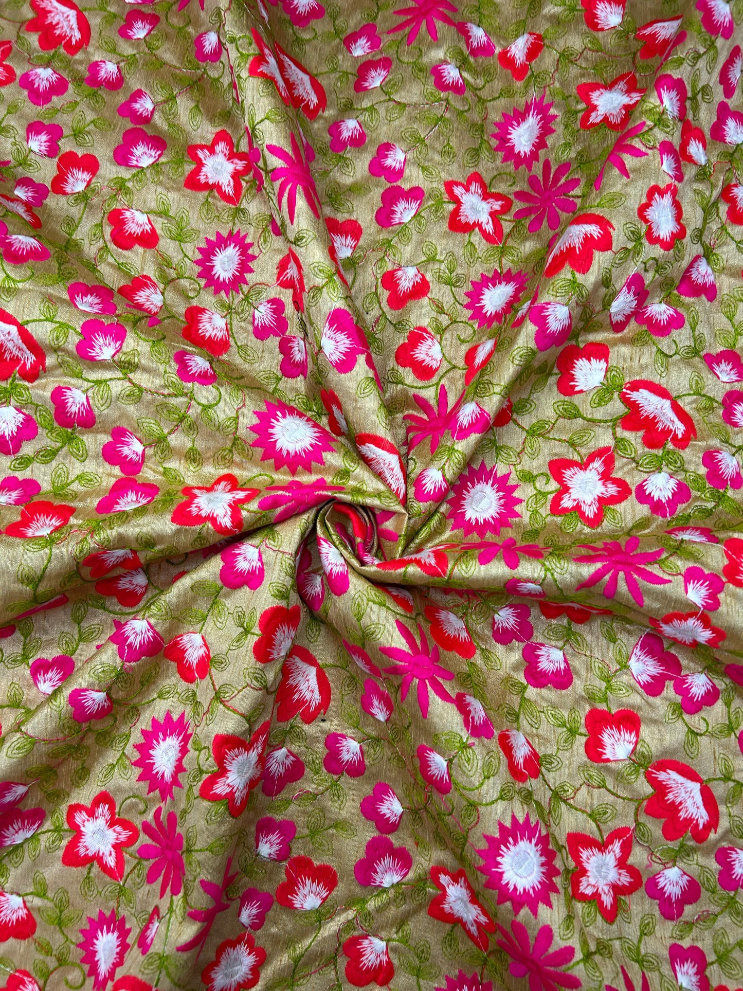 Silk Fabric with Brocade Embroidery Work | 42" Width | 36" Work