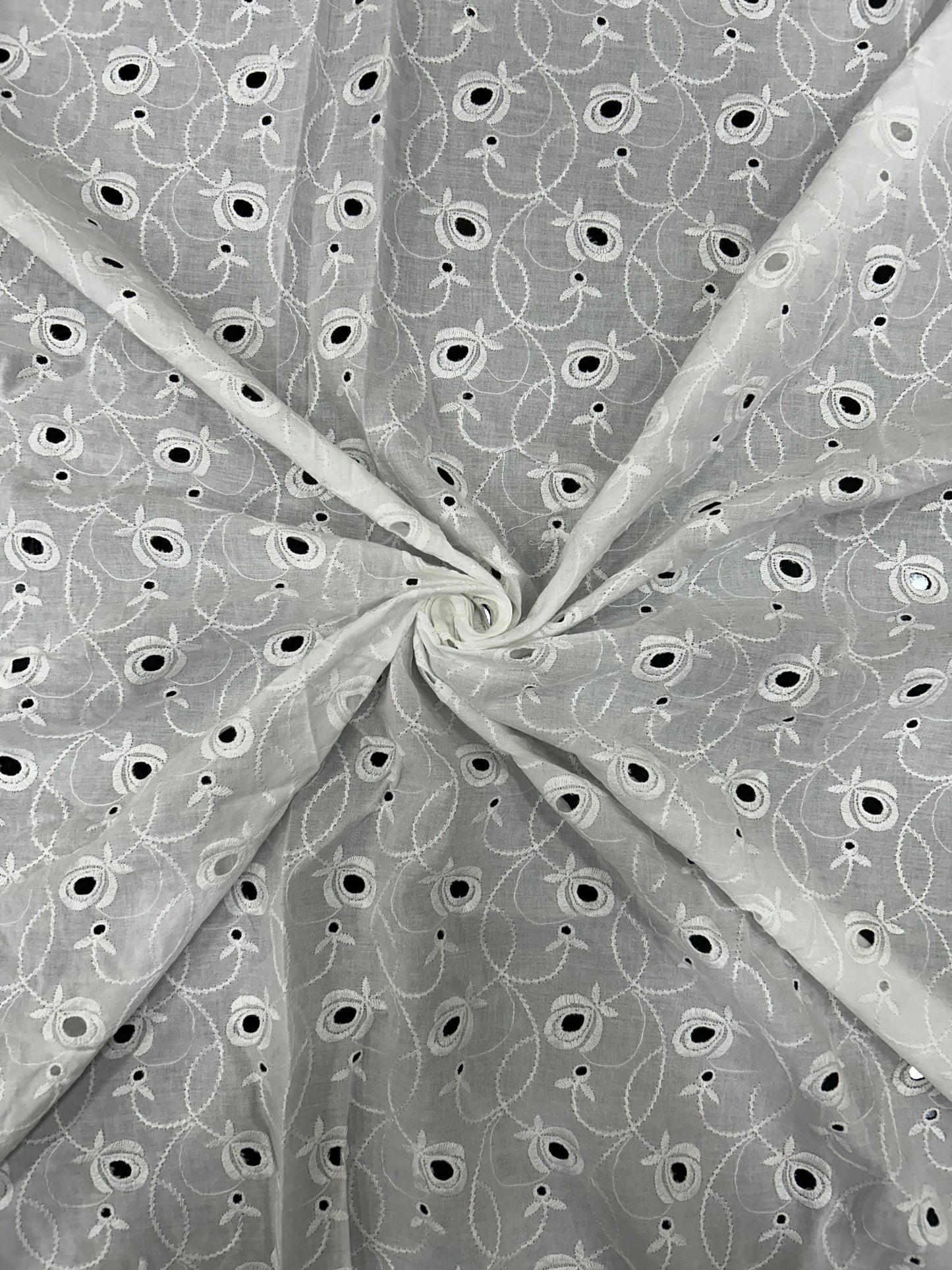 White Hakoba Schiffli Cotton Fabric