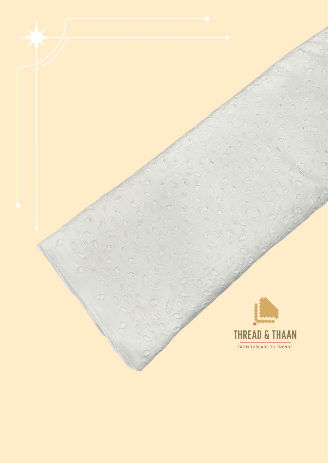White Hakoba Schiffli Cotton Fabric