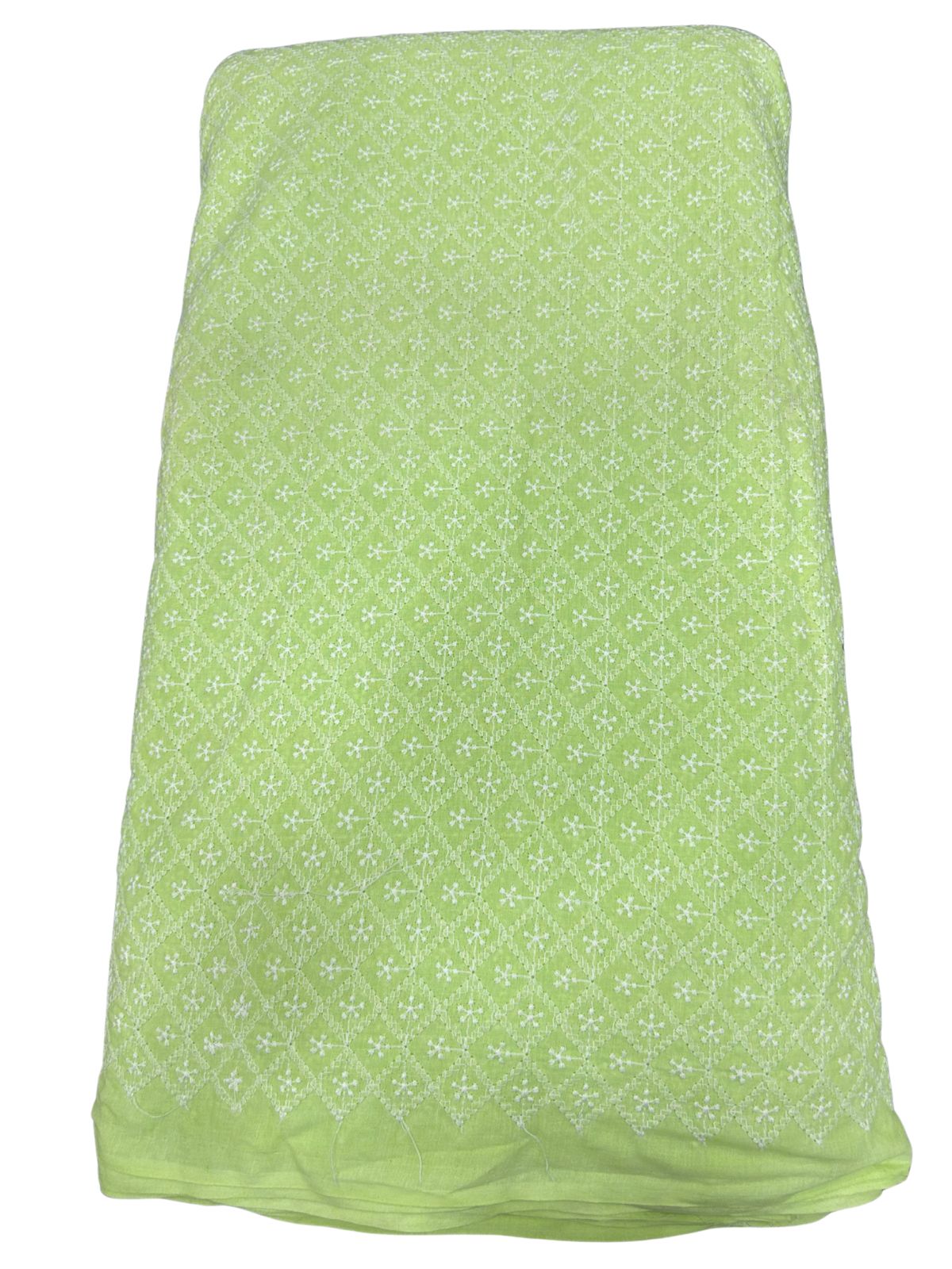 Lakhnavi All Over Cotton Embroidery Fabric – Pastel  Pista