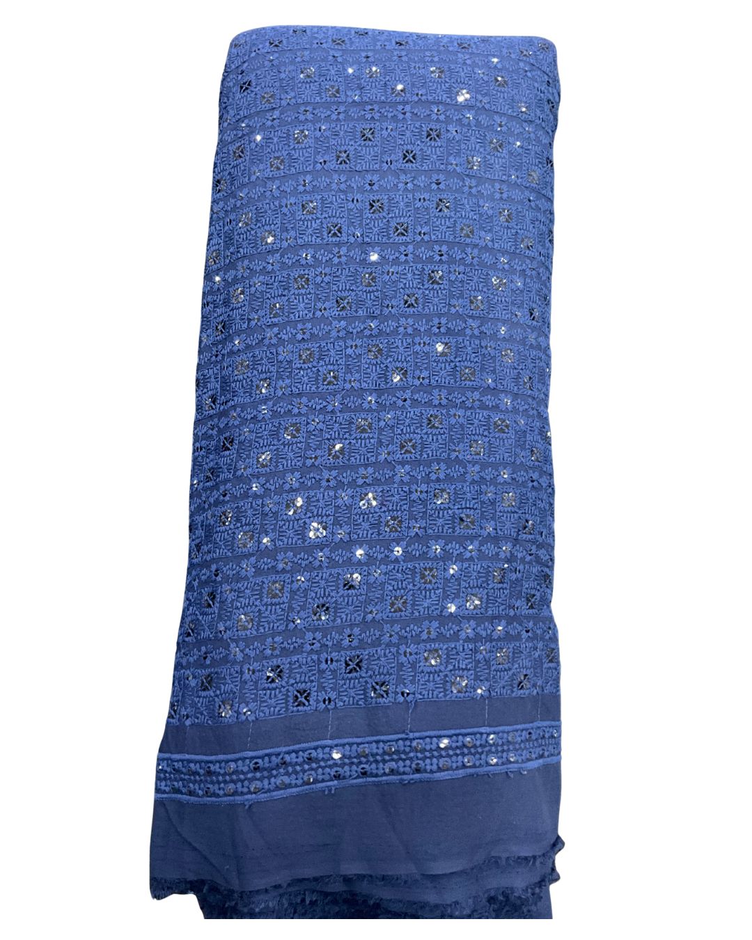 Men’s Kurta Fabric – Chess Design Embroidery on Rayon Viscose, 58” Width  SKY BLUE