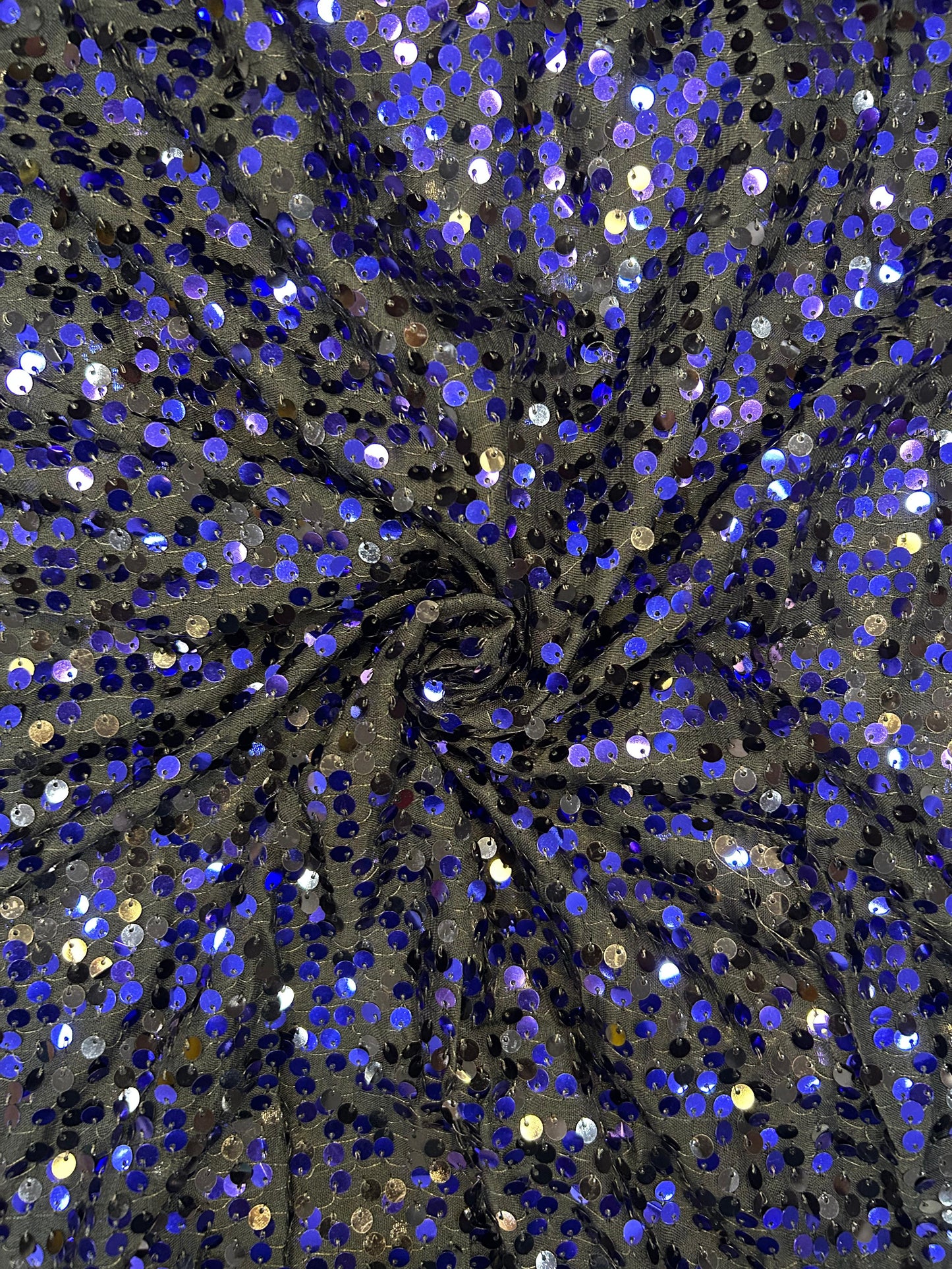 Midnight Blue Sequin -Gold Tissue Sequin Work Fabric