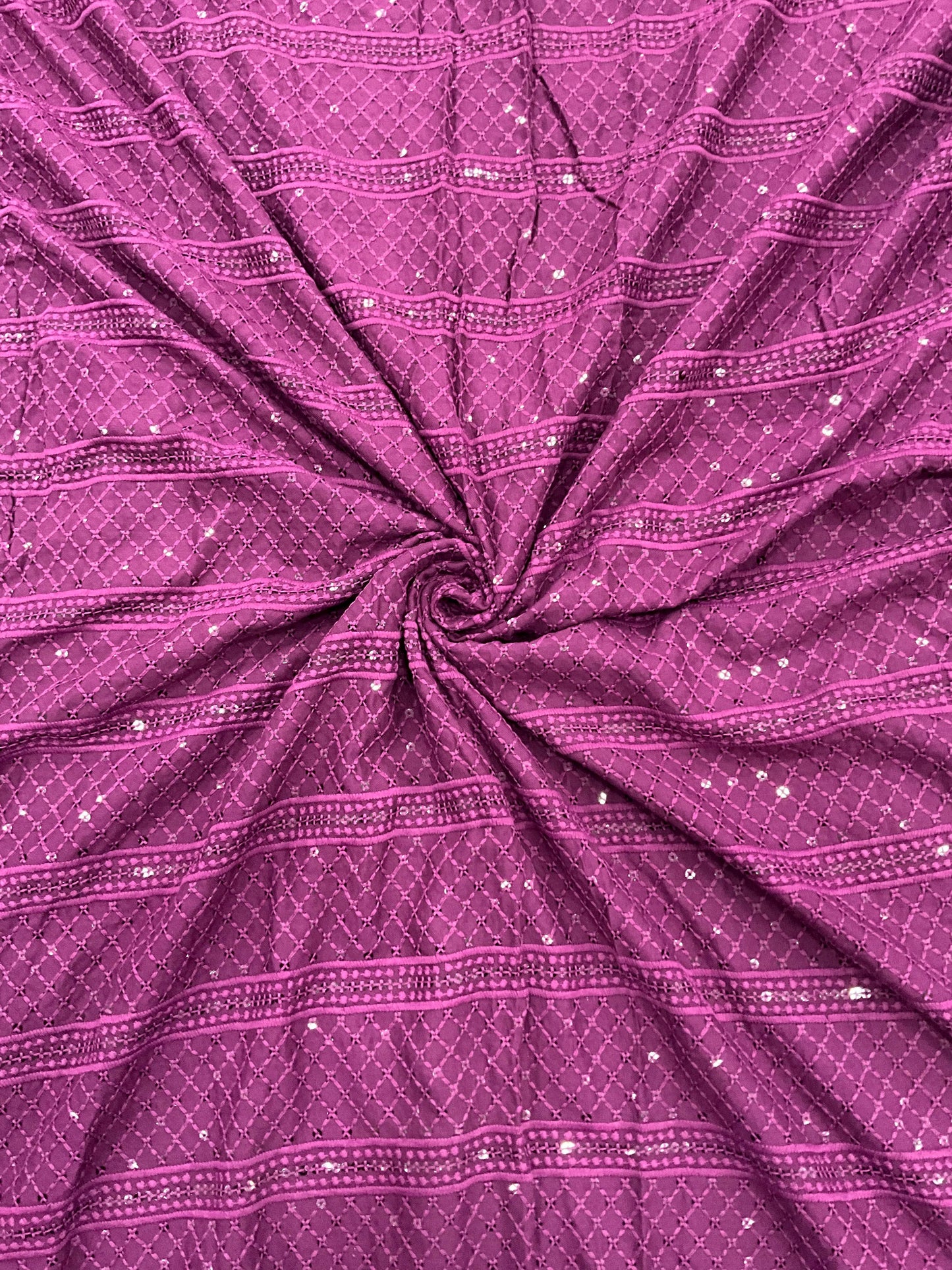 Men’s Kurta Fabric – Embroidery & Sequence Work  Wine